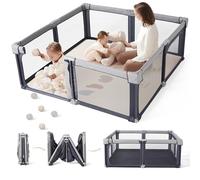 Sweeby Box per bambini, recinto pieghevole, extra large, per interni ed esterni, box sicuro per neonati e bambini (grigio siderale, 180 x 200 cm)