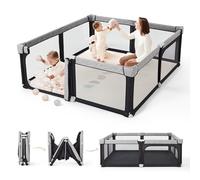 Sweeby Box per bambini, recinto pieghevole, extra large, per interni ed esterni, box sicuro per neonati e bambini (nero ossidiana, 180 x 200 cm)