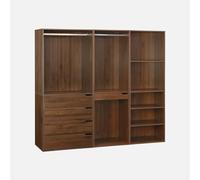 sweeek Armadio Guardaroba modulare con 3 Elementi, Modulo, Marrone, 200x45x180 cm