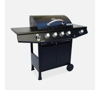 swe arbecue a Gas 4 bruciatori + 1 Fuoco Laterale Nero - 125x43.5x103 cm