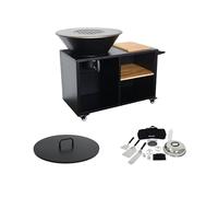 swe raciere da cucina Ø80 cm con griglia di cottura. Spazio di archiviazione. Coperchio e utensili. L 138 x P 82 x H 114 cm