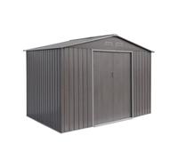 sweeek - Casetta da giardino in metallo - FERRAIN 5,29 m² Legno grigio - Cabina per attrezzi con due grandi ante scorrevoli. Kit di fissaggio Pavimento incluso. Casa di stoccaggio. Sconto