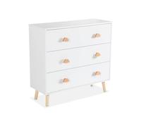 sweeek Cassettone per Bambini, 3 cassetti, Nephos, Bianco, 80x30x75.7 cm