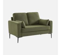 sweeek Divano a 2 posti in Velluto a Coste, Gambe in Metallo, Bjorn Velluto a Coste, Kaki, 130x79x69 cm