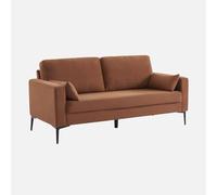 sweeek Divano a 3 posti in Velluto a Coste, Gambe in Metallo, Bjorn Velluto a Coste, Terracotta, 130x79x69 cm