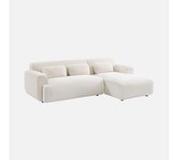 swe ivano angolare in tessuto bouclé, 3 posti Crema - 196x151x91 cm