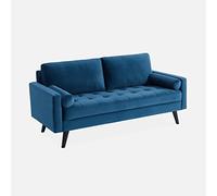 swe ivano con gambe in legno, 3 posti Blu navy - 177x85.5x69.5 cm