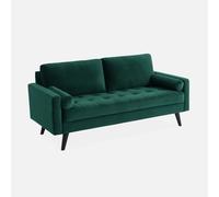 swe ivano con gambe in legno, 3 posti Verde inglese - 177x85.5x69.5 cm