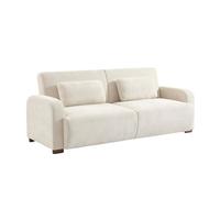 sweeek - Divano convertibile a 3 posti in tessuto bianco sporco L 211 x P 92 x 85 cm - Dany