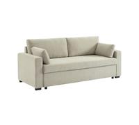 sweeek - Divano convertibile a 3 posti in tessuto ciniglia beige L 211 x P 90 x H 86 cm - Easy