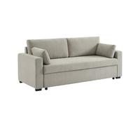 sweeek - Divano convertibile a 3 posti in tessuto ciniglia grigio chiaro L 211 x P 90 x H 86 cm - Easy