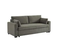 sweeek - Divano convertibile a 3 posti in tessuto ciniglia grigio scuro L 211 x P 90 x H 86 cm - Easy