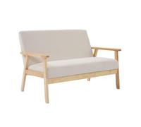 swe ivano in Velluto a Coste con Gambe in Legno, 2 posti Crema - 114x69.5x73 cm