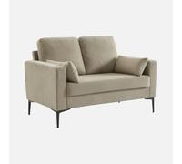 swe ivano in velluto a coste con gambe in metallo, 2 posti Beige grigio - 130x79x69 cm