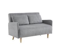 sweeek Divano Letto a 2 posti in Velluto a Coste con Gambe in Legno, Panam Velluto a Coste, Grigio Chiaro, 131x75x81 cm