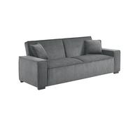 sweeek Divano Letto a 3 posti in Velluto a Coste, Feel Velluto a Coste, Grigio Scuro, 231x96.5x80 cm