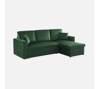 swe ivano letto angolare reversibile in velluto, 3 posti Verde inglese - 220x146x83 cm
