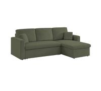 sweeek Divano Letto angolare Reversibile in Velluto a Coste, 3 posti Kaki - 219x84x68 cm