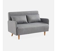 swe ivano letto clic-clac in tessuto con gambe in legno, 2 posti Grigio chiaro - 131x75x81 cm
