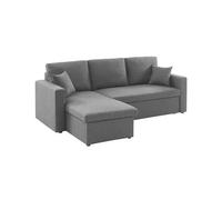 sweeek Divano Letto Compatto 3 posti in Tessuto, Smile, Grigio Scuro, 213.5x136.5x83 cm