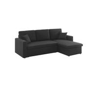 sweeek Divano Letto Compatto 3 posti in Tessuto, Smile, Nero, 213.5x136.5x83 cm