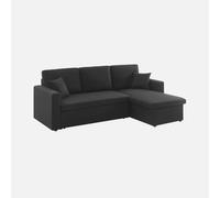 sweeek Divano Letto Compatto in Tessuto, 3 posti Nero - 213.5x136.5x83 cm
