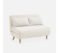 swe ivano letto in tessuto bouclé, 2 posti Crema - 120x89x80 cm