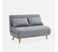 swe ivano letto in tessuto con gambe in legno, 2 posti Grigio chiaro - 120x89x80 cm