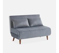 swe ivano letto in velluto liscio, 2 posti Grigio scuro - 120x89x80 cm