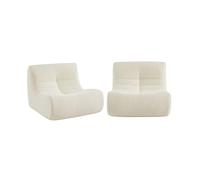 sweeek Divano modulare Bouclé, 2 posti, Sokol Bouclé, Bianco, 91x105x72 cm