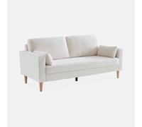 swe ivano stile scandinavo in legno e bouclé, 3 posti Crema - 180x82x70 cm