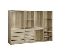 sweeek Kit Armadio modulare con 4 unità, Modulo, Marrone Naturale, 260x45x180 cm