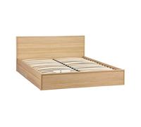 sweeek - Letto con rete a doghe e testiera 160 x 200 cm + 4 cassetti arredamento legno naturale - Kuba