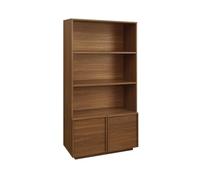 sweeek Libreria Effetto Legno con 2 Ante a 5 Livelli Noce - 80x35x160 cm