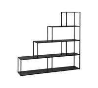 sweeek Libreria Industriale a Scala in Metallo, 4 Livelli, Industrielle, Nero, 160x30x157 cm