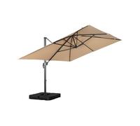Sweeek - Ombrellone rettangolare 3 x 4 m + lastre di lester 50 x 50 cm beige - Wimereux + Fixeo