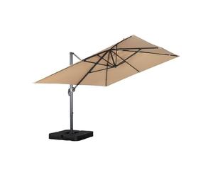 Sweeek - Ombrellone rettangolare 3 x 4 m + lastre di lester 50 x 50 cm beige - Wimereux + Fixeo