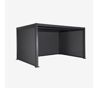 sweeek Pergola bioclimatica 3x4m in Alluminio e Acciaio + 2 Tende 3m + 1 Tenda 4m, Palace 3x4m + Accessori, Antracite, 392x292x224 cm