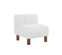 sweeek - Poltrona Bambino Gambe arrotondate Legno di Hevea e Bouclette Blanche L 47 x P 56,5 x H 52,5 cm - Angel