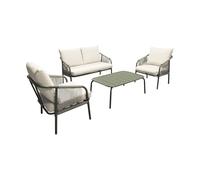 sweeek - Salone da giardino Fiora in Acciaio. 4 Persone. Cachi e Beige