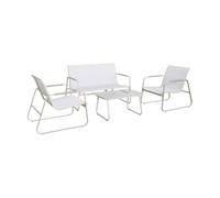 sweeek Salotto da Giardino in Acciaio, 4 posti Beige - 78x122x39 cm