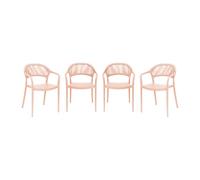 sweeek - Sedia da giardino impilabile con effetto corda rosa (Set di 4) - Jovia