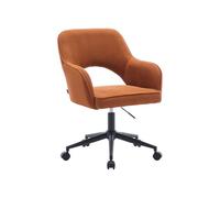sweeek - Sedia da ufficio con ruote in velluto a coste cammello, L 60 x P 62 x H 89/99 cm