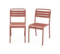 sweeek Set 2 sedie da Giardino bistrot in Acciaio Terracotta - 59.5x59.5x72.5 cm