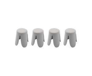 sweeek Set 4 sgabelli impilabili in Bou rigio Chiaro - 44x30x46 cm