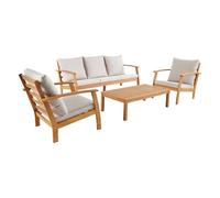 sweeek - Set da giardino in legno di acacia a 5 posti, Ushuaia, grezzo, 179x82.5x74.5 cm