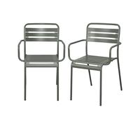 sweeek Set di 2 poltrone da Giardino in Acciaio, Amelia, Verde Kaki, 50.4x53x79.5 cm