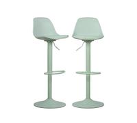 sweeek Set di 2 sgabelli da Bar Regolabili 61,5/83,5 cm - Noah - Similpelle Verde Celeste - Altezza Regolabile, poggiapiedi