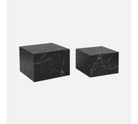 sweeek Set di 2 tavolini Quadrati con Effetto Marmo, Paros, Nero, 58x58x40 cm