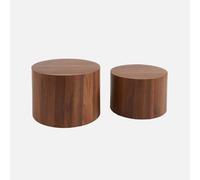 sweeek Set di 2 tavolini rotondi impilabili effetto quercia Noce - 58x58x40 | Sylva